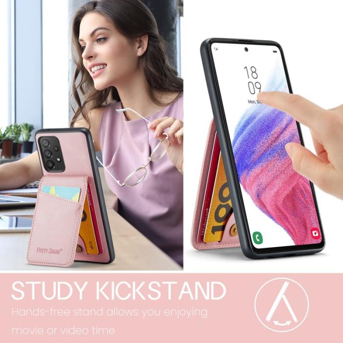 FIERRE SHANN - FIERRE SHANN Back Fodral Samsung Galaxy A72 PU Läder - Rosa