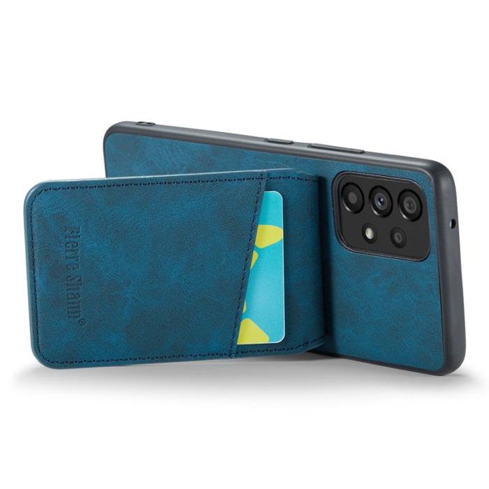 FIERRE SHANN - FIERRE SHANN Back Fodral Samsung Galaxy A73 5G PU Läder - Blå