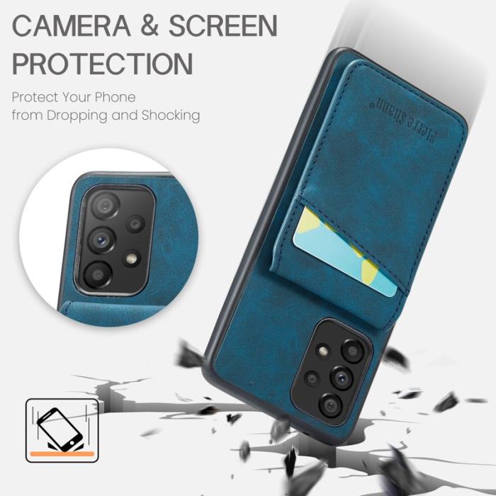 FIERRE SHANN - FIERRE SHANN Back Fodral Samsung Galaxy A73 5G PU Läder - Blå