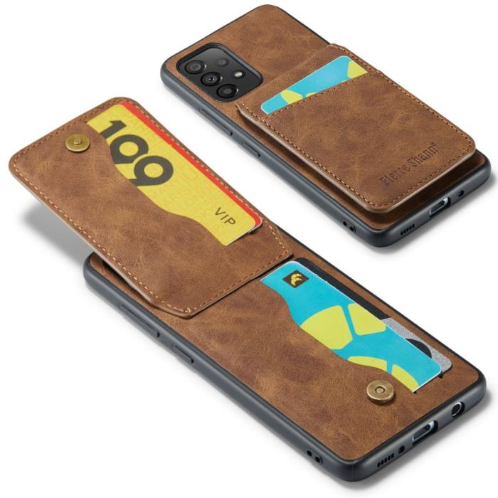 FIERRE SHANN - FIERRE SHANN Back Fodral Samsung Galaxy A73 5G PU Läder - Brun