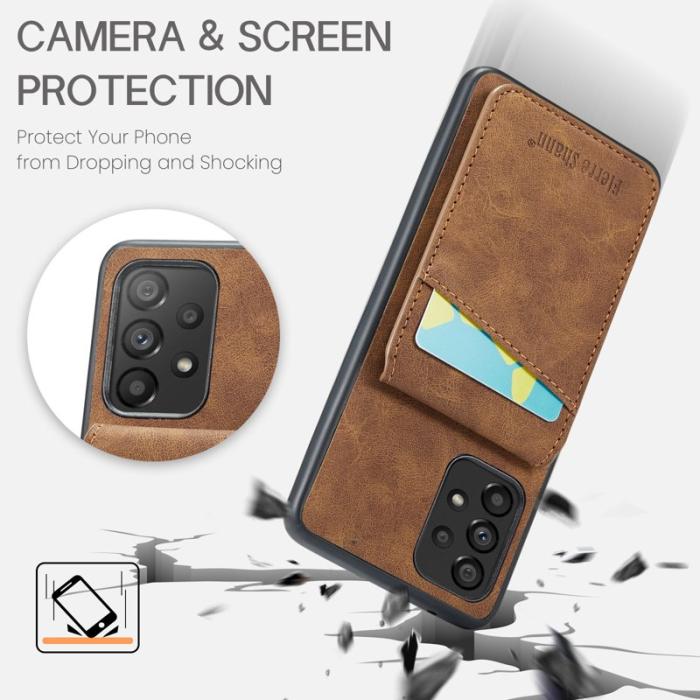 FIERRE SHANN - FIERRE SHANN Back Fodral Samsung Galaxy A73 5G PU Läder - Brun