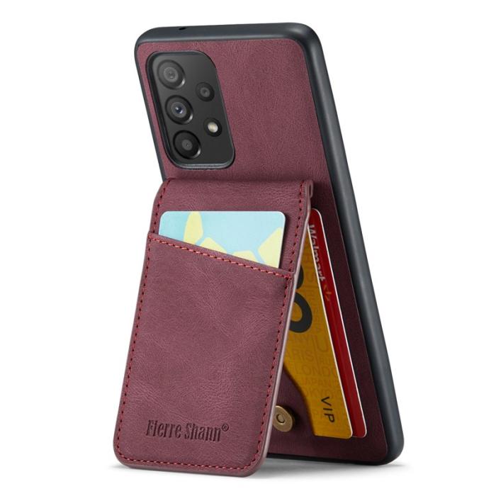 FIERRE SHANN - FIERRE SHANN Back Fodral Samsung Galaxy A73 5G PU Läder - Röd