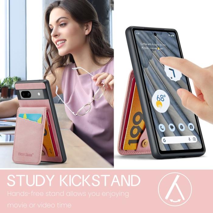 FIERRE SHANN - FIERRE SHANN för Google Pixel 8 Fodral Kickstand PU+TPU - Rosa