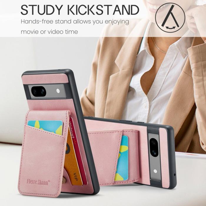FIERRE SHANN - FIERRE SHANN för Google Pixel 8 Fodral Kickstand PU+TPU - Rosa