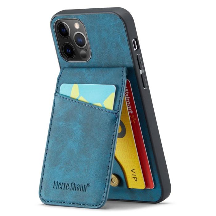 FIERRE SHANN - FIERRE SHANN för iPhone 12 Pro Max Fodral - Äkta läder - Blå