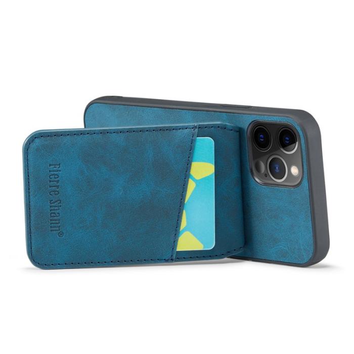 FIERRE SHANN - FIERRE SHANN för iPhone 12 Pro Max Fodral - Äkta läder - Blå