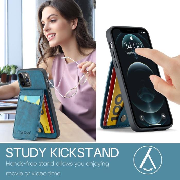 FIERRE SHANN - FIERRE SHANN för iPhone 12 Pro Max Fodral - Äkta läder - Blå