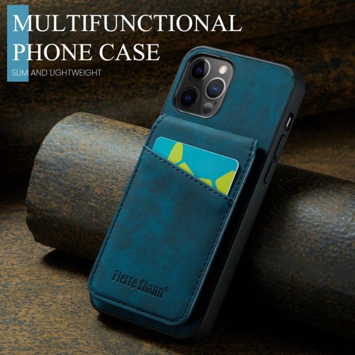 FIERRE SHANN - FIERRE SHANN för iPhone 12 Pro Max Fodral - Äkta läder - Blå