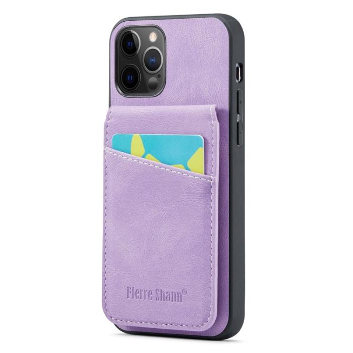 FIERRE SHANN - FIERRE SHANN för iPhone 12 Pro Max Fodral - Äkta läder - Lila