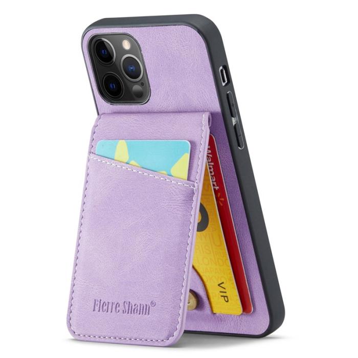 FIERRE SHANN - FIERRE SHANN för iPhone 12 Pro Max Fodral - Äkta läder - Lila