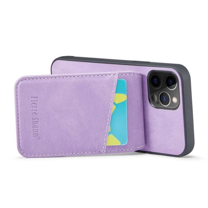 FIERRE SHANN - FIERRE SHANN för iPhone 12 Pro Max Fodral - Äkta läder - Lila