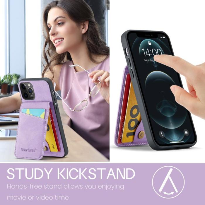 FIERRE SHANN - FIERRE SHANN för iPhone 12 Pro Max Fodral - Äkta läder - Lila