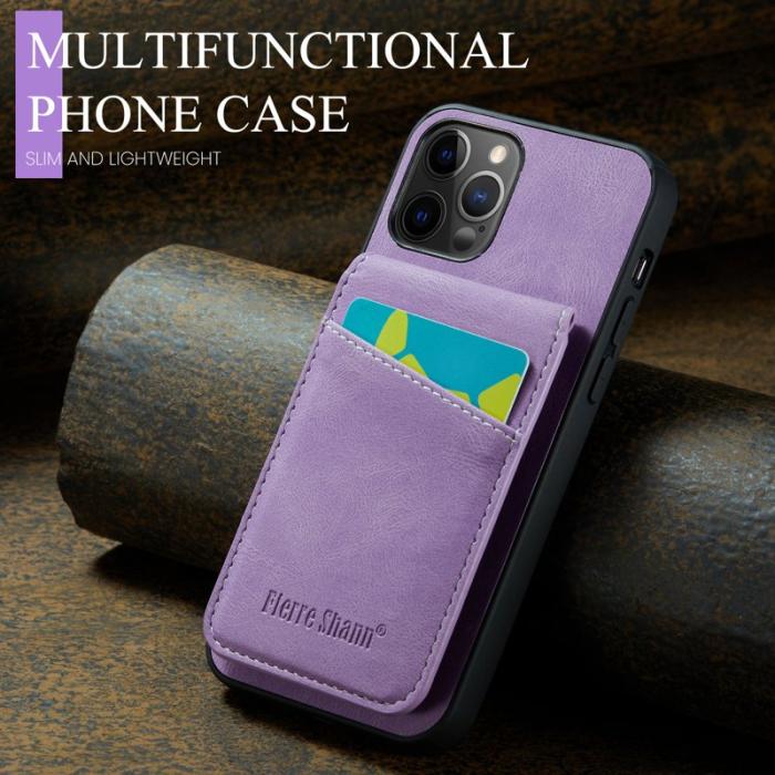 FIERRE SHANN - FIERRE SHANN för iPhone 12 Pro Max Fodral - Äkta läder - Lila