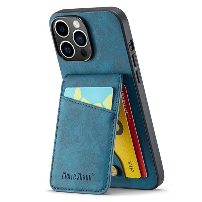 FIERRE SHANN - FIERRE SHANN för iPhone 13 Pro Max Fodral PU Läder - Blå