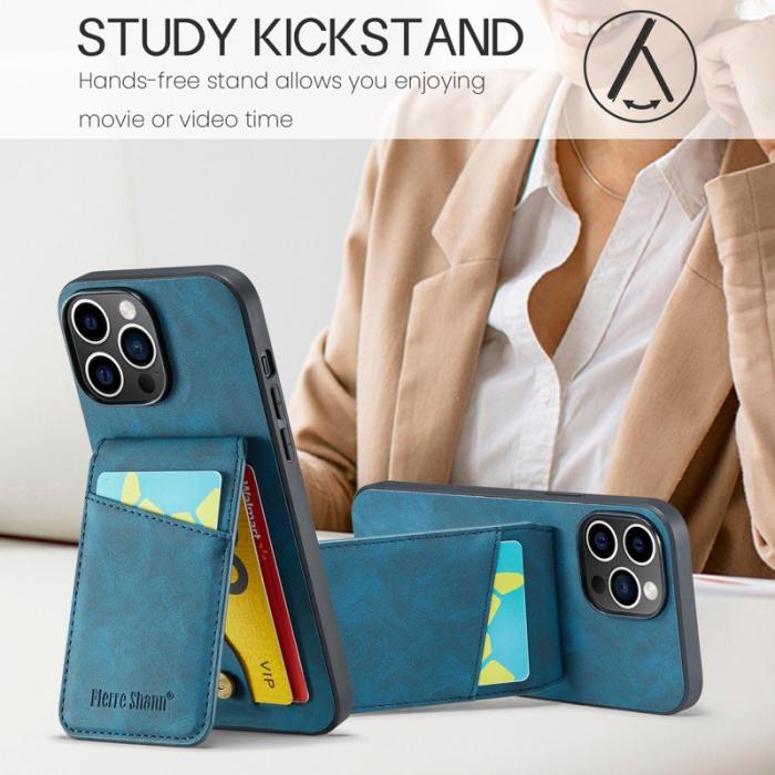 FIERRE SHANN - FIERRE SHANN för iPhone 13 Pro Max Fodral PU Läder - Blå