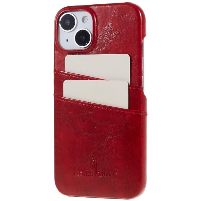 FIERRE SHANN - FIERRE SHANN för iPhone 14 Fodral i Olja Vax PU Läder - Röd