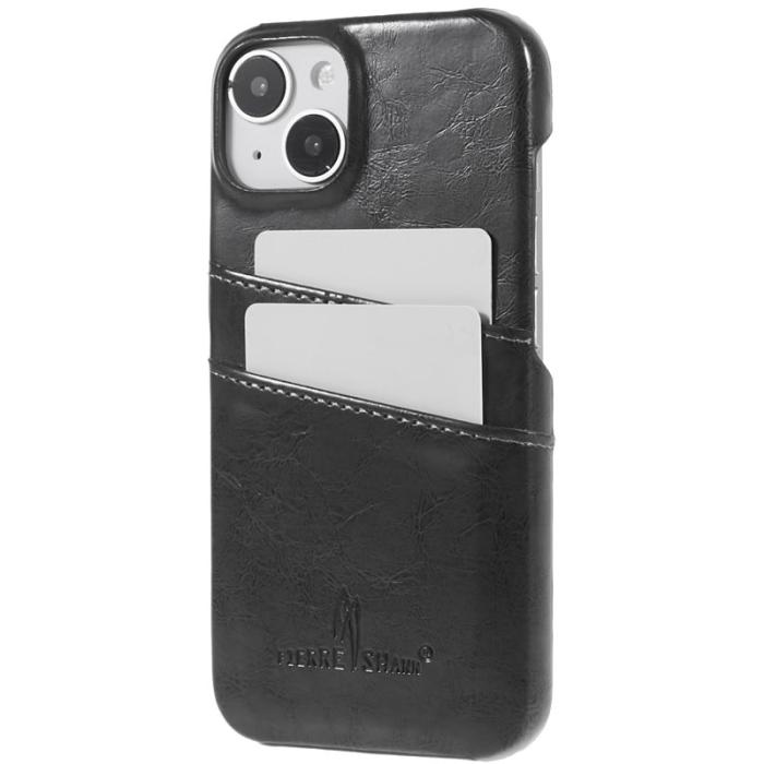 FIERRE SHANN - FIERRE SHANN för iPhone 14 Fodral i Oljevaxad PU Läder - Grå