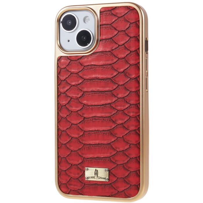FIERRE SHANN - FIERRE SHANN för iPhone 14 Fodral PU-läder - Röd