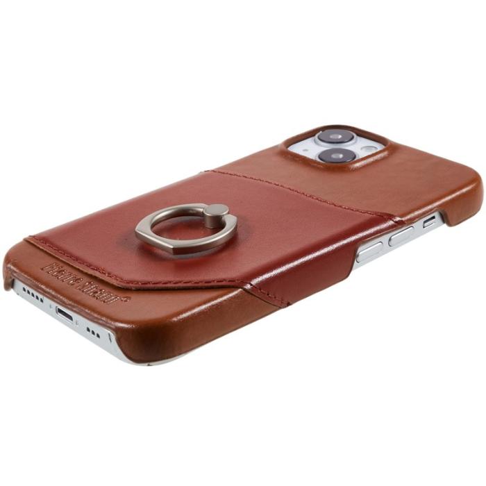 FIERRE SHANN - FIERRE SHANN för iPhone 14 Plus Fodral Äkta läder - Brun