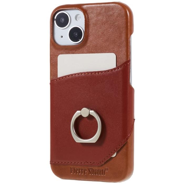 FIERRE SHANN - FIERRE SHANN för iPhone 14 Plus fodral äkta läder - Röd