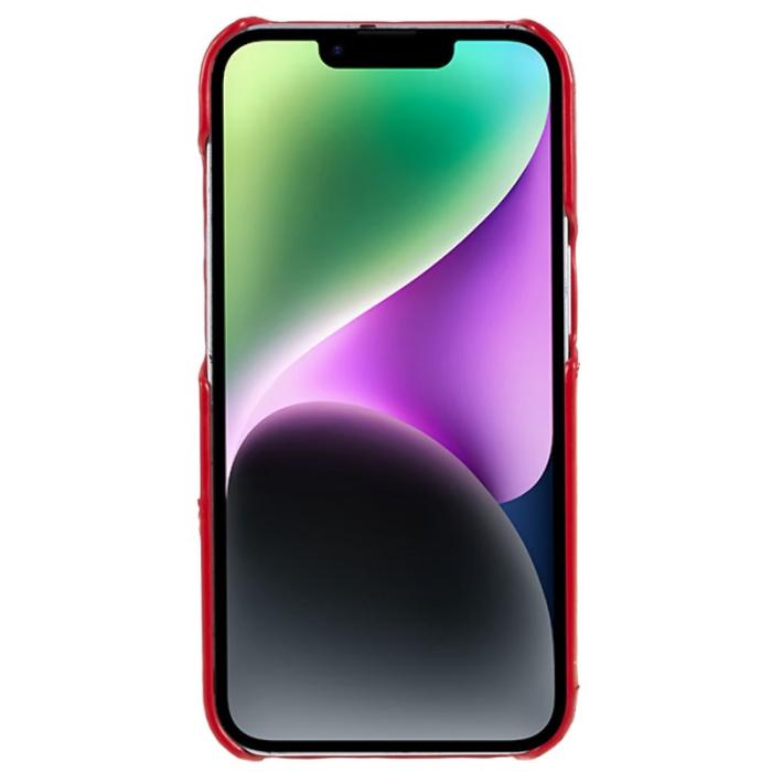 FIERRE SHANN - FIERRE SHANN för iPhone 14 Plus fodral äkta läder - Röd