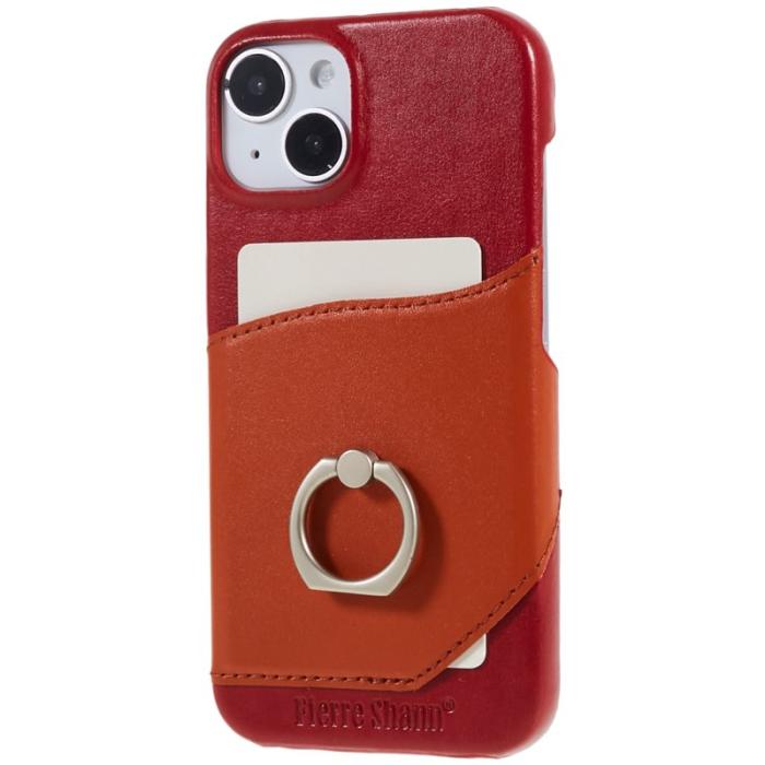 FIERRE SHANN - FIERRE SHANN för iPhone 14 Plus fodral äkta läder - Röd