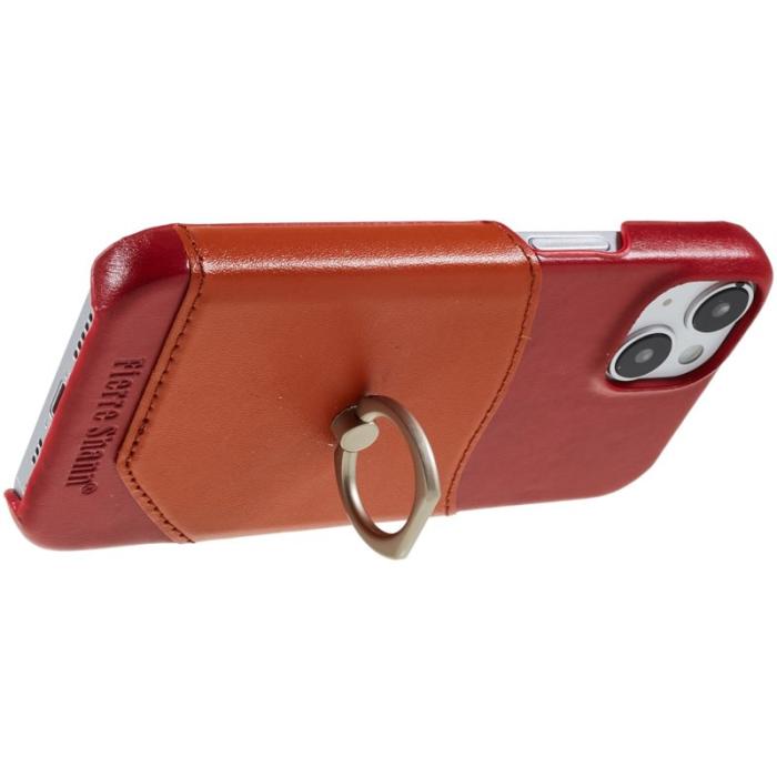 FIERRE SHANN - FIERRE SHANN för iPhone 14 Plus fodral äkta läder - Röd