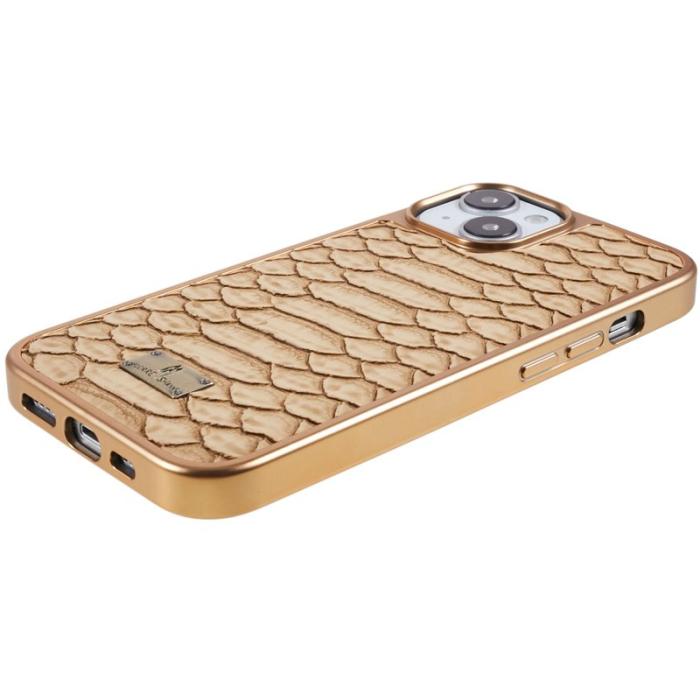 FIERRE SHANN - FIERRE SHANN för iPhone 14 Plus Fodral PU Läder - Gul