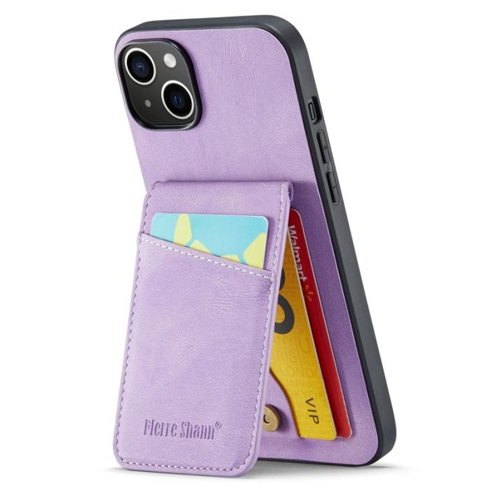 FIERRE SHANN - FIERRE SHANN för iPhone 14 Plus Fodral PU Läder - Lila