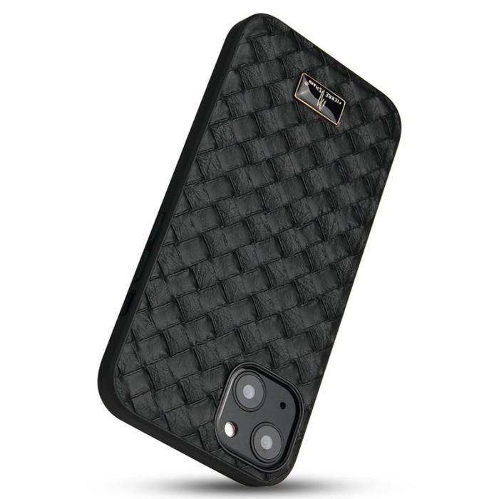 FIERRE SHANN - FIERRE SHANN för iPhone 14 Plus Fodral PU Läder - Woven Pattern
