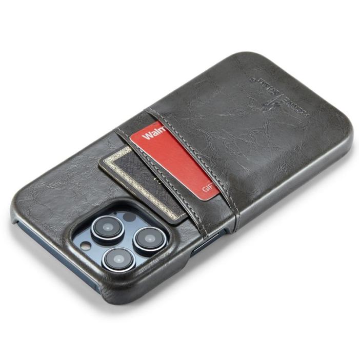 FIERRE SHANN - FIERRE SHANN för iPhone 14 Pro Fodral i Waxy PU Läder - Grå