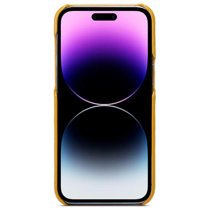 FIERRE SHANN - FIERRE SHANN för iPhone 14 Pro Fodral i Waxy PU Läder - Gul