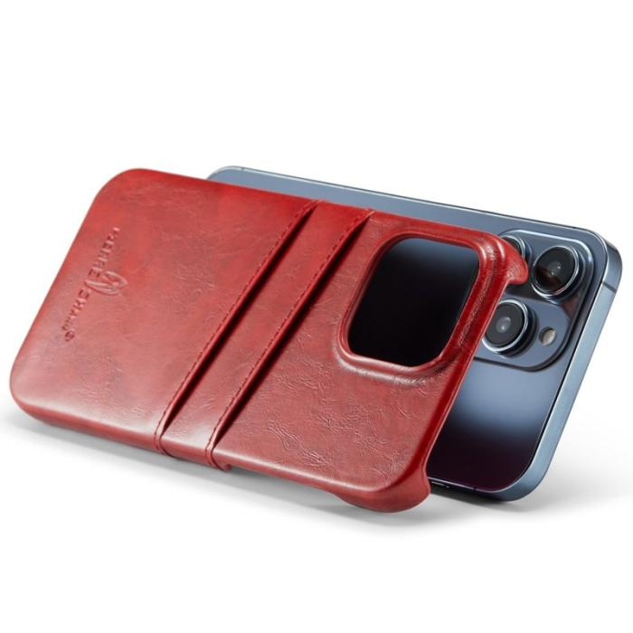 FIERRE SHANN - FIERRE SHANN för iPhone 14 Pro Fodral i Waxy PU Läder - Röd