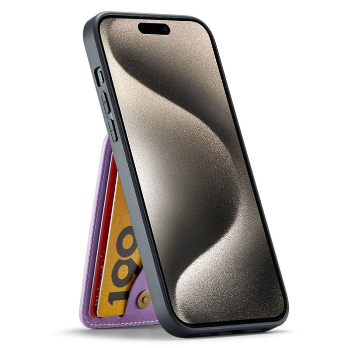 FIERRE SHANN - FIERRE SHANN för iPhone 15 Fodral Card Holder PU Läder - Blå