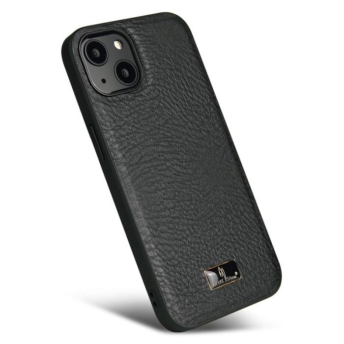 FIERRE SHANN - FIERRE SHANN för iPhone 15 Fodral PU Läder - Elefantmönster - Grå