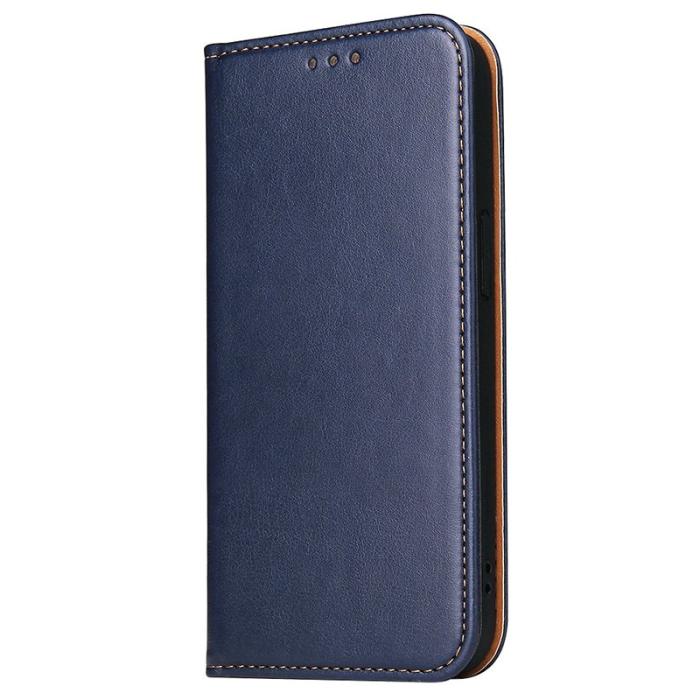 FIERRE SHANN - FIERRE SHANN för iPhone 15 Fodral Stand Wallet PU Läder - Blå