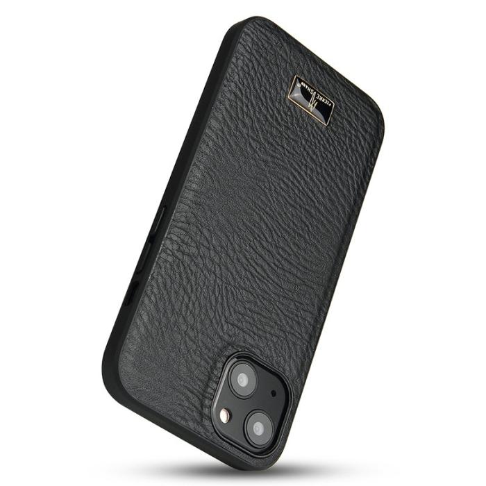 FIERRE SHANN - FIERRE SHANN för iPhone 15 Plus Fodral Äkta läder - Elefantmönster