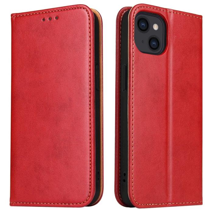 FIERRE SHANN - FIERRE SHANN för iPhone 15 Plus Fodral PU Läder - Röd