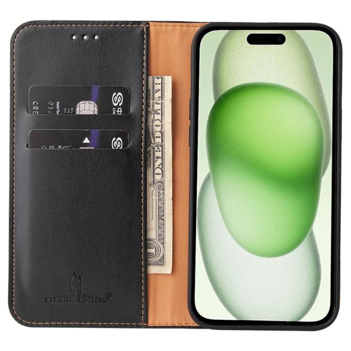 FIERRE SHANN - FIERRE SHANN för iPhone 15 Plus Fodral PU Läder - Röd