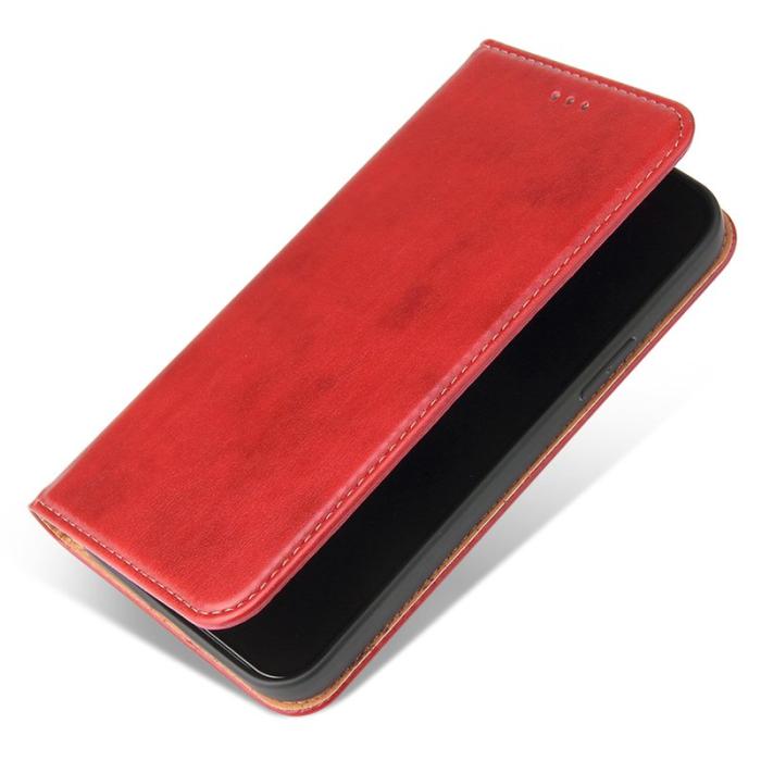 FIERRE SHANN - FIERRE SHANN för iPhone 15 Plus Fodral PU Läder - Röd