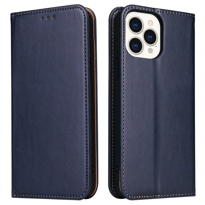 FIERRE SHANN - FIERRE SHANN för iPhone 15 Pro Fodral - PU Läder - Blå