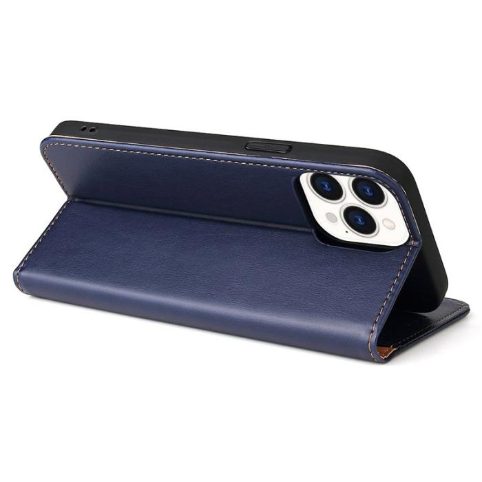 FIERRE SHANN - FIERRE SHANN för iPhone 15 Pro Fodral - PU Läder - Blå
