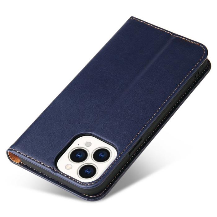 FIERRE SHANN - FIERRE SHANN för iPhone 15 Pro Fodral - PU Läder - Blå