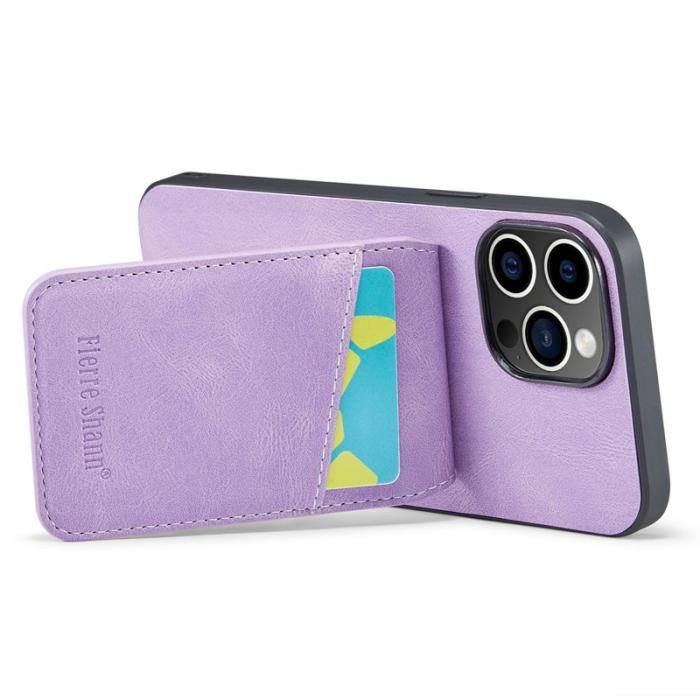 FIERRE SHANN - FIERRE SHANN för iPhone 15 Pro Fodral PU Läder - Lila