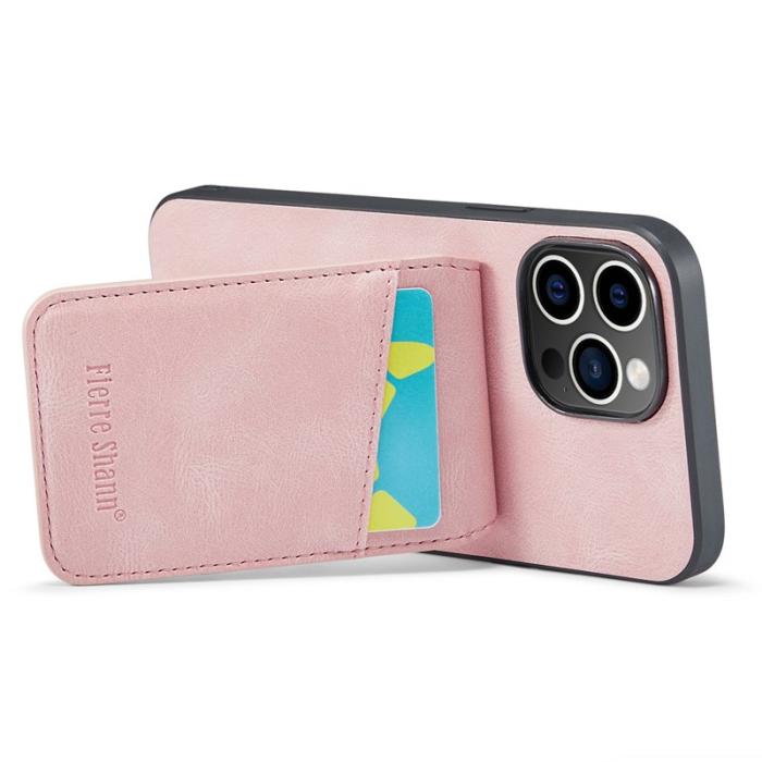 FIERRE SHANN - FIERRE SHANN för iPhone 15 Pro Fodral PU Läder - Pink