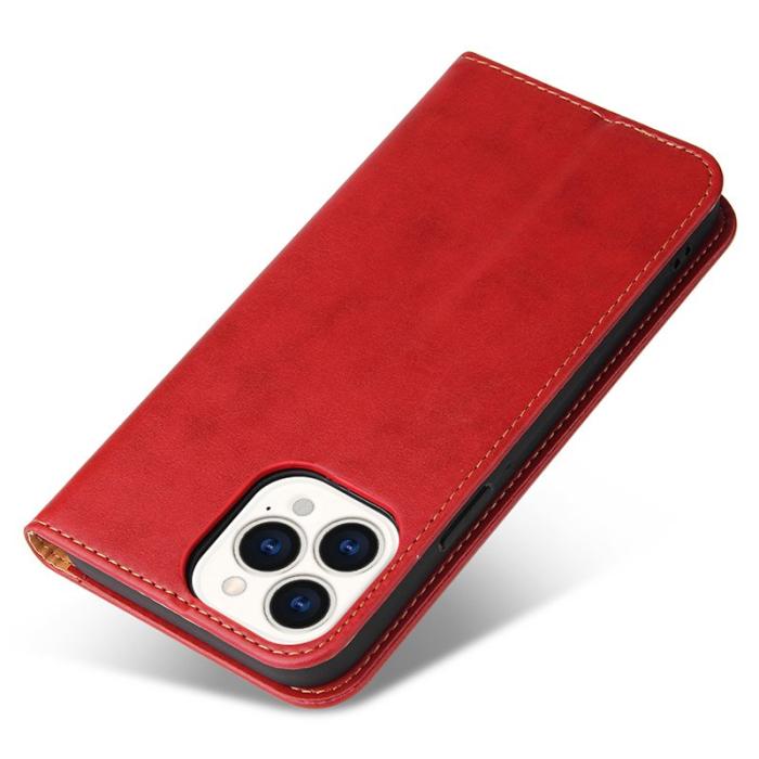 FIERRE SHANN - FIERRE SHANN för iPhone 15 Pro Fodral PU Läder - Röd