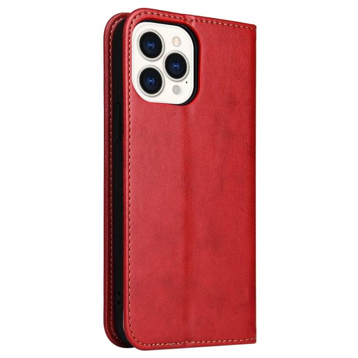 FIERRE SHANN - FIERRE SHANN för iPhone 15 Pro Fodral PU Läder - Röd