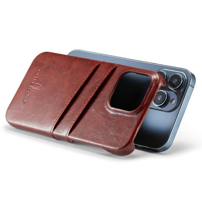 FIERRE SHANN - FIERRE SHANN för iPhone 15 Pro Max Fodral - Äkta läder - Brun