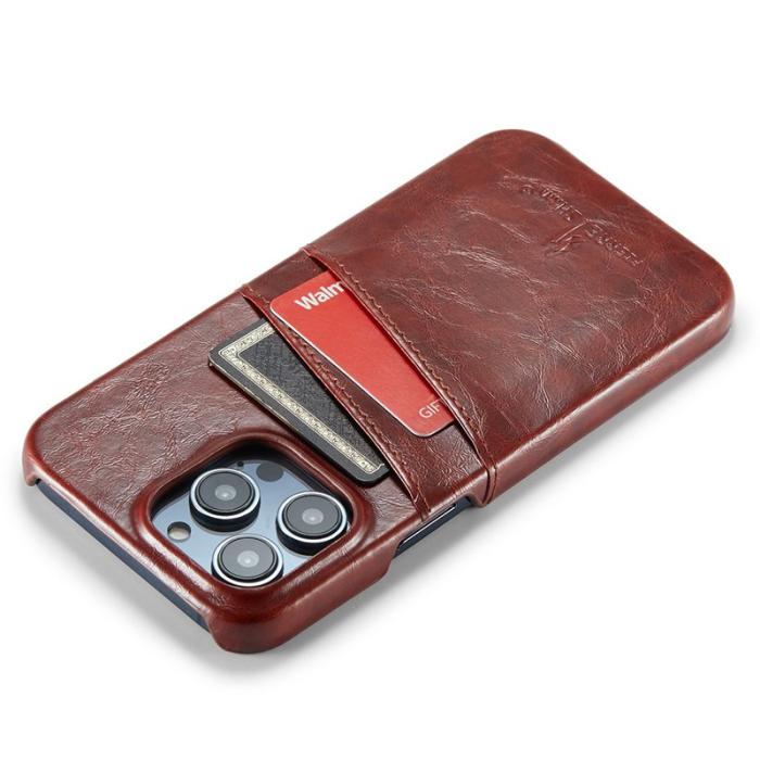 FIERRE SHANN - FIERRE SHANN för iPhone 15 Pro Max Fodral - Äkta läder - Brun