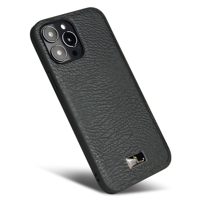 FIERRE SHANN - FIERRE SHANN för iPhone 15 Pro Max Fodral Äkta läder - Elefantmönster